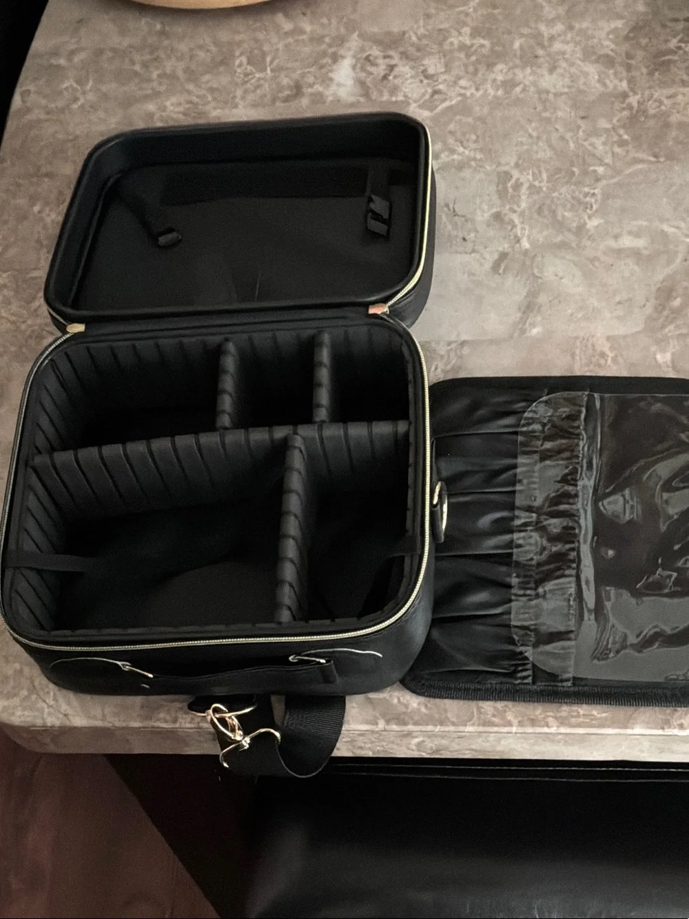 Black Crossbody Travel Cosmetics Jewelry Box Style Bag